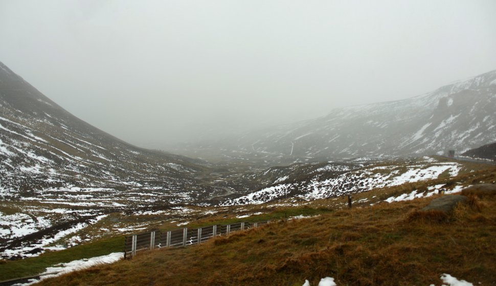 Snow on the south end of Glen Shee, at the Devil's Elbow.