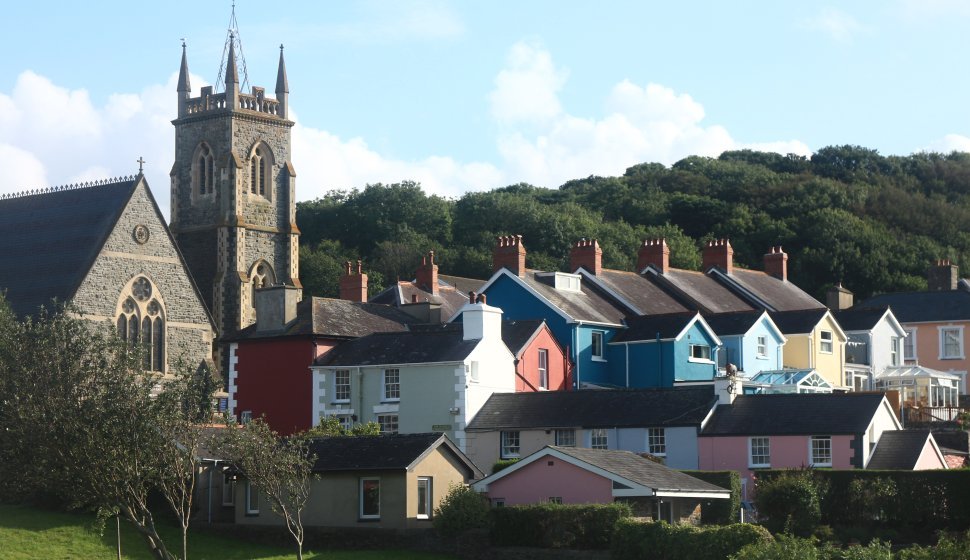 Georgian houses of Aberaeron, West Wales, July 2019