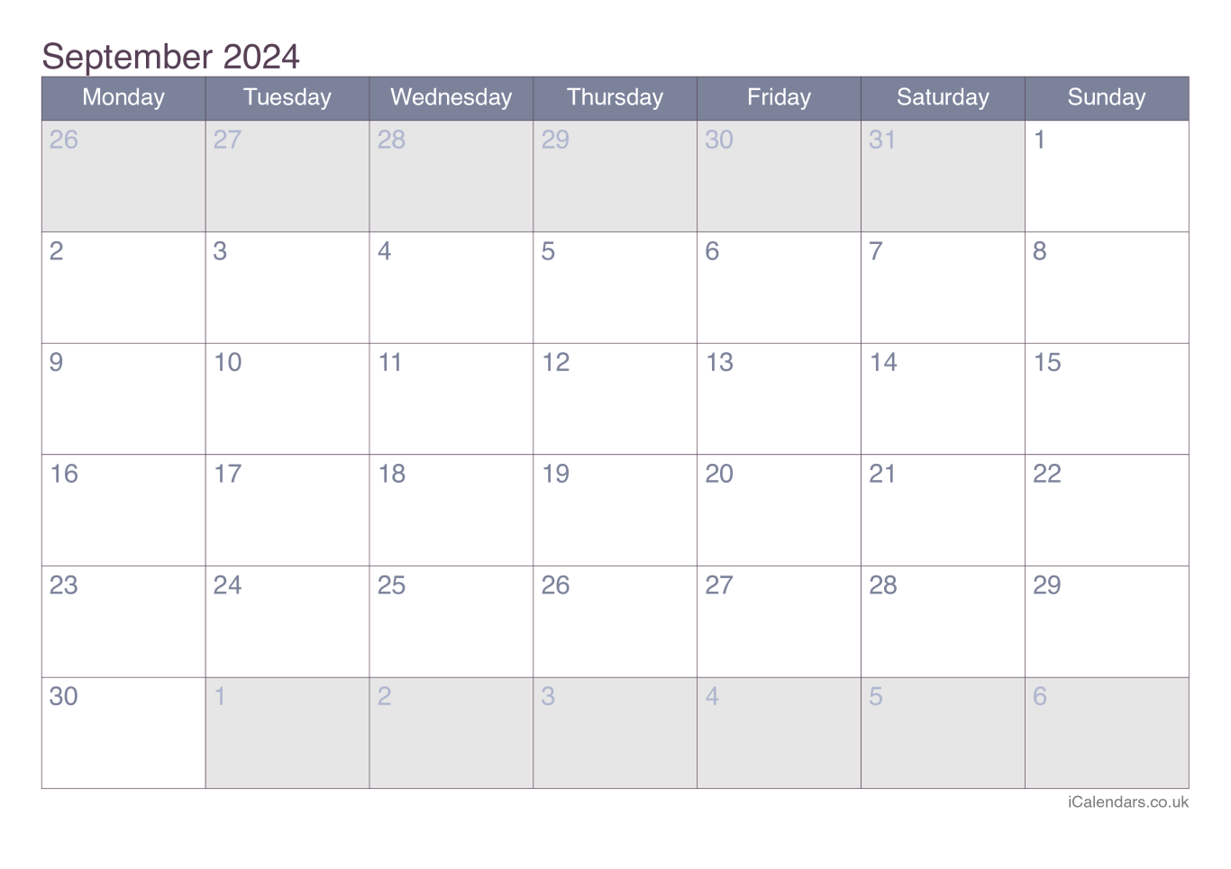 Calendar September 2024 - Office