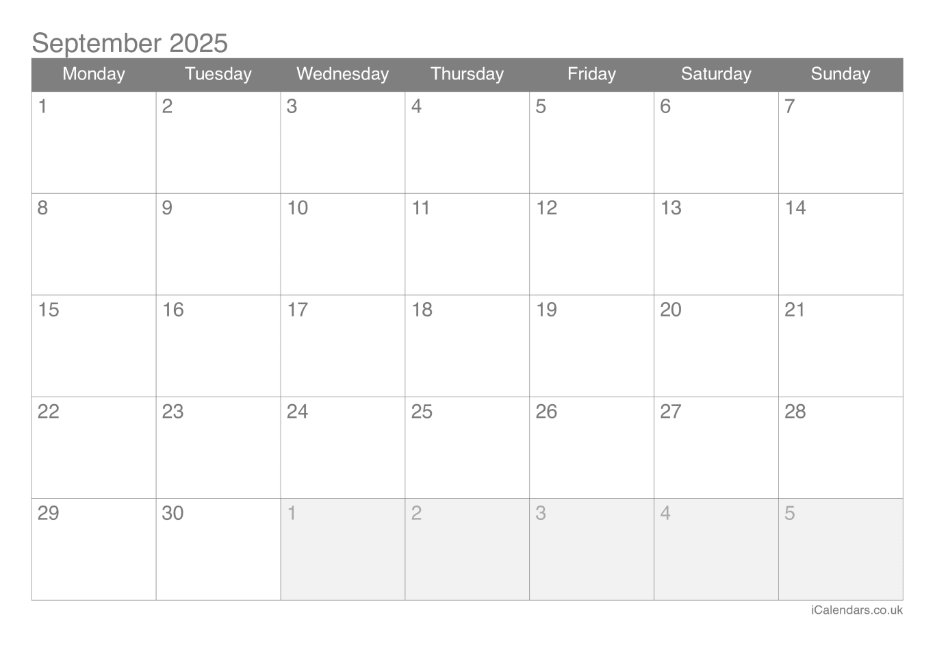 Calendar September 2025