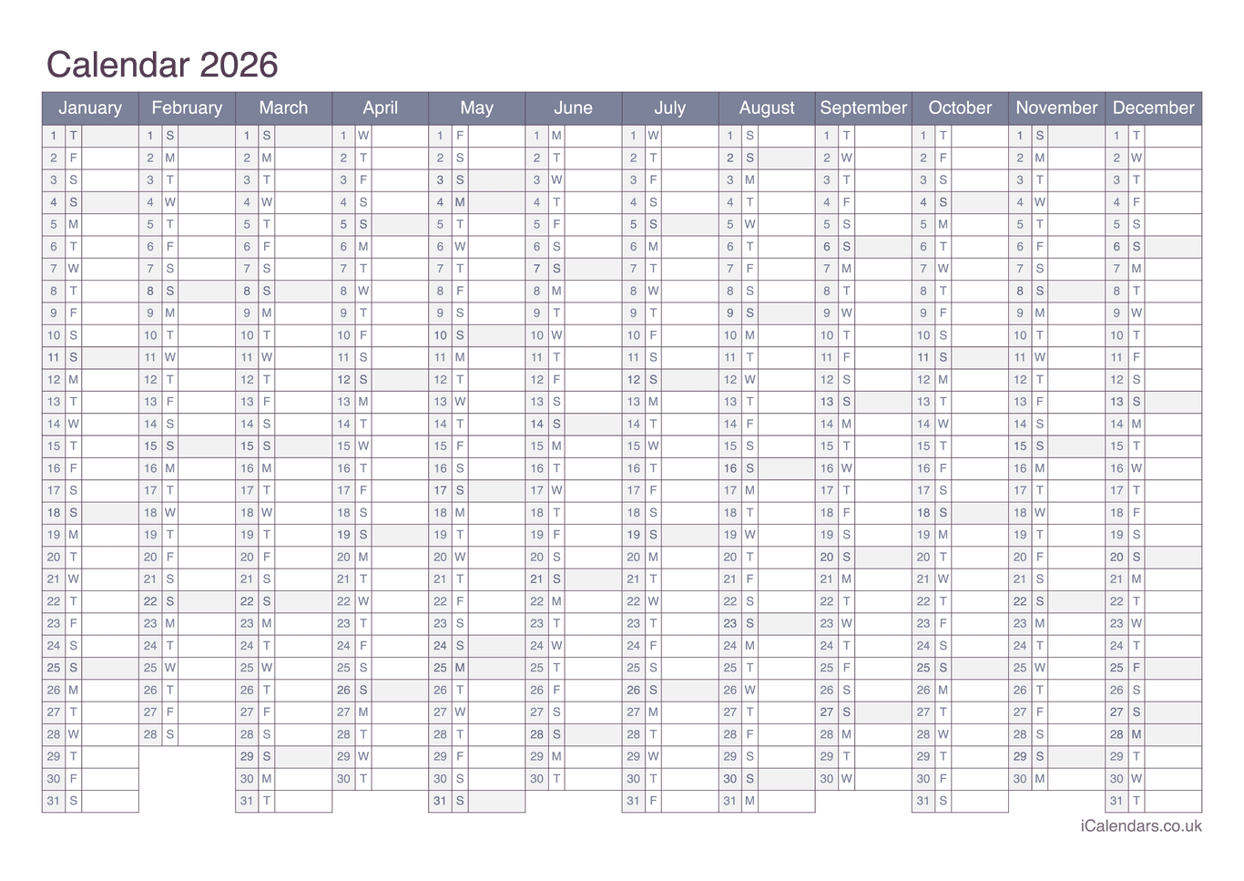 Calendar 2026 - Office
